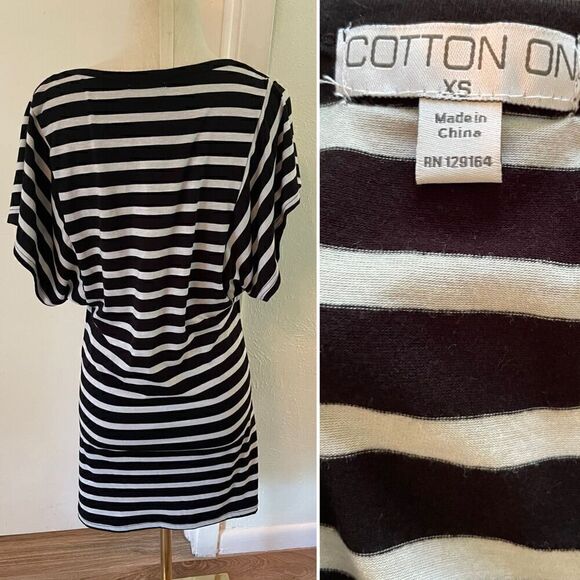Black & White Striped Cotton On Jersey Dress - Picture 2 of 2